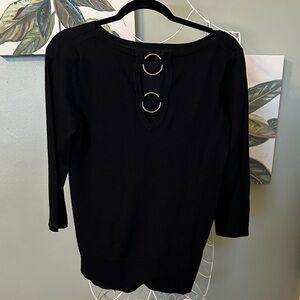 Cable & Gauge Black Long Sleeve Top with Ring Accents